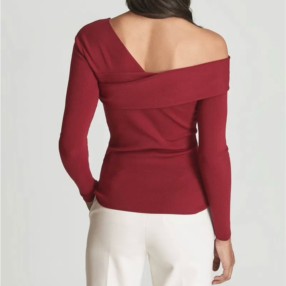 Reiss Eliah Knitted Asymmetric Top Red Size M - Picture 4 of 10